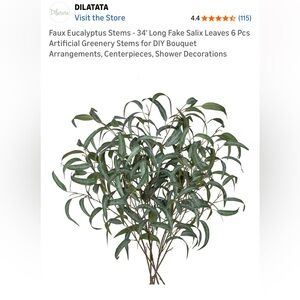 Faux Eucalyptus Stems 6 Pieces Salix Leaves Greenery Stems for Arrangements 34"